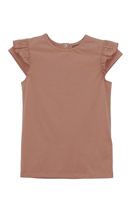 Girls Top With Broderie Ruffle
