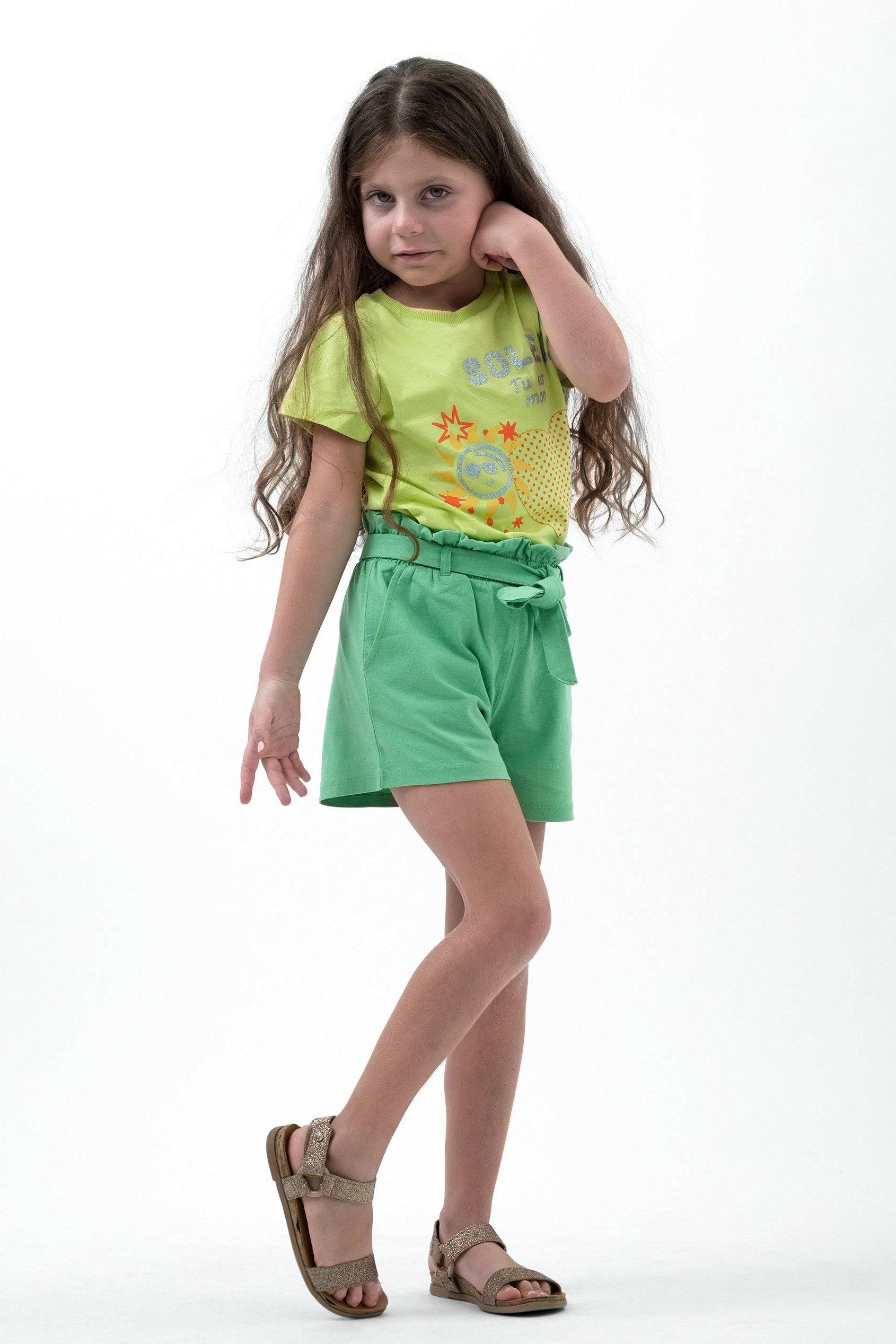 Double Layer Sunny Glitter Printed T-Shirt