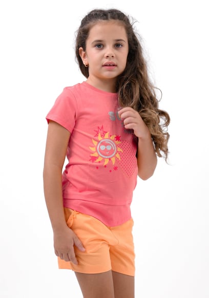 Double Layer Sunny Glitter Printed T-Shirt