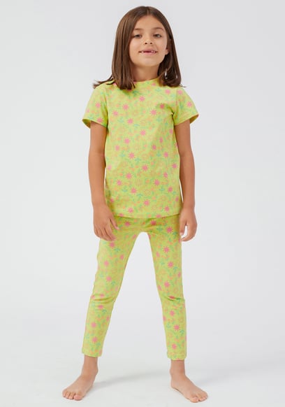 Girls Sun Flower Print Pyjama Set