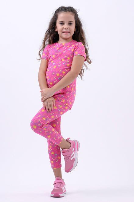 Girls Sun Flower Print Pyjama Set