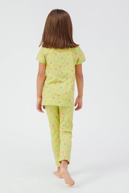 Girls Sun Flower Print Pyjama Set