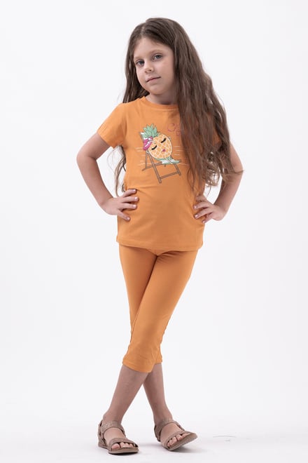 Chill Pineapple Print T-Shirt & Cropped Legging Set