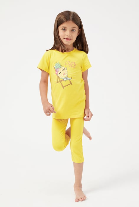 Pink Chill Pineapple Print T-Shirt & Cropped Legging Set