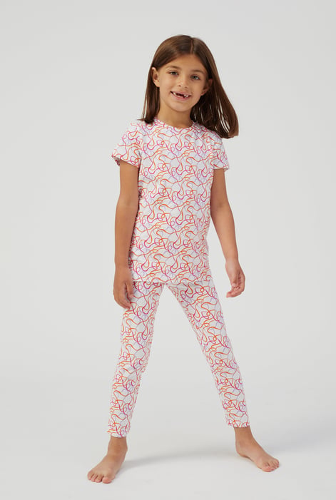 Girls White Abstract Print T-Shirt & Leggings Set