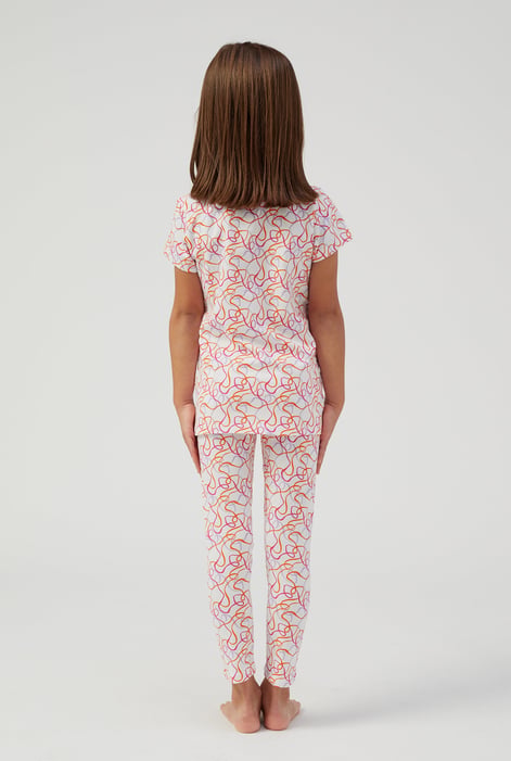 Girls White Abstract Print T-Shirt & Leggings Set