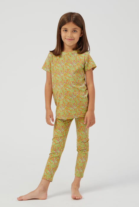 Girls White Abstract Print T-Shirt & Leggings Set