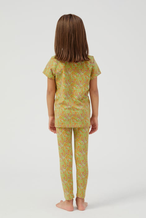 Girls Green Abstract Print T-Shirt & Leggings Set