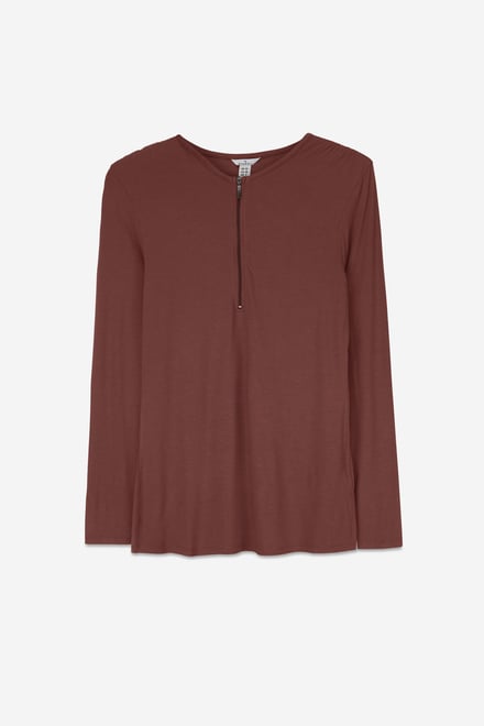 Zip Front Crew Neck T-Shirt