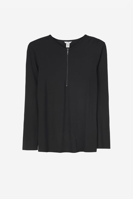 Zip Front Crew Neck T-Shirt