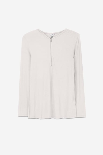 Zip Front Crew Neck T-Shirt