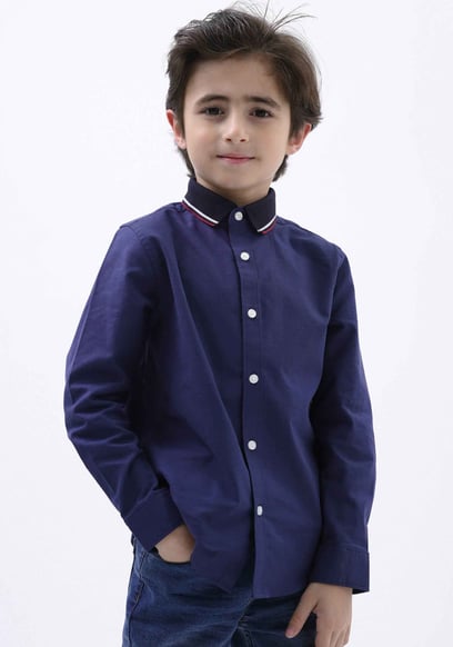 Woven Tipped Collar Shirt (3-14yrs)