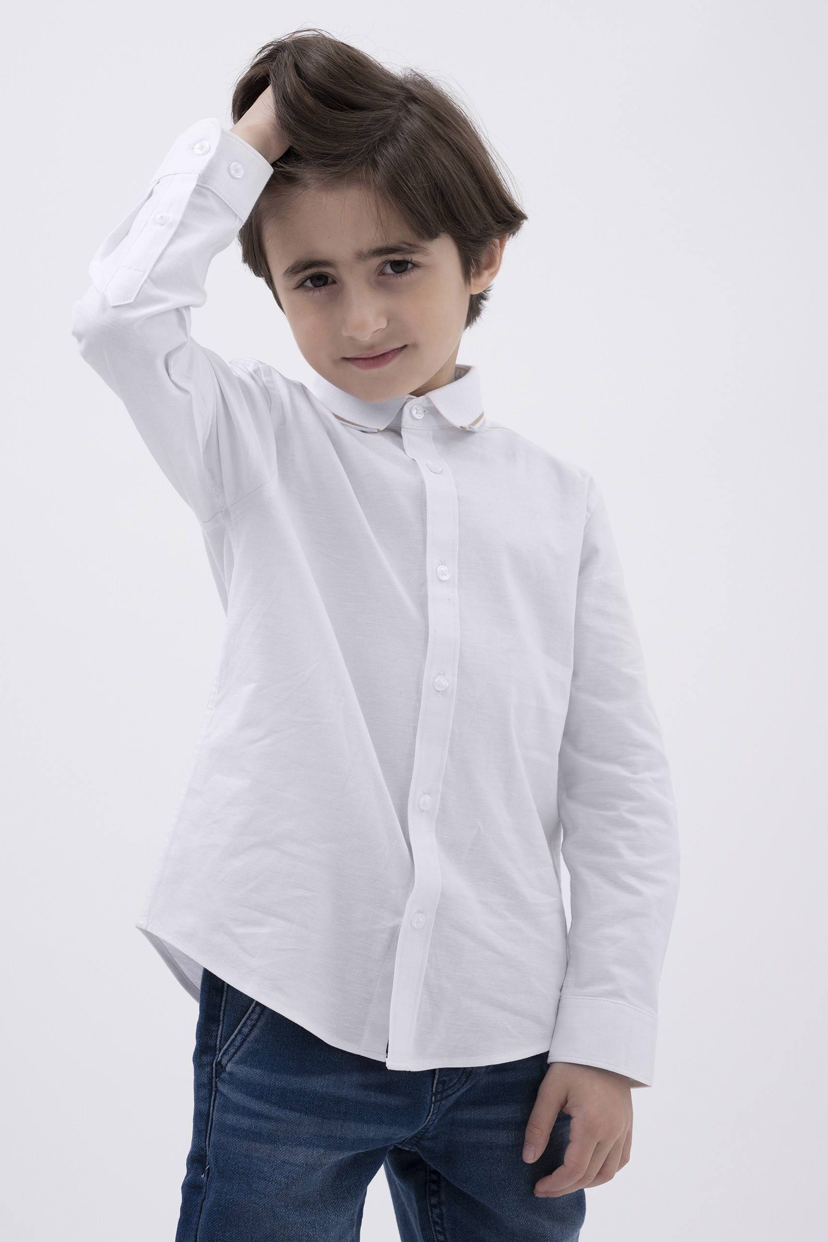Woven Tipped Collar Shirt (3-14yrs)