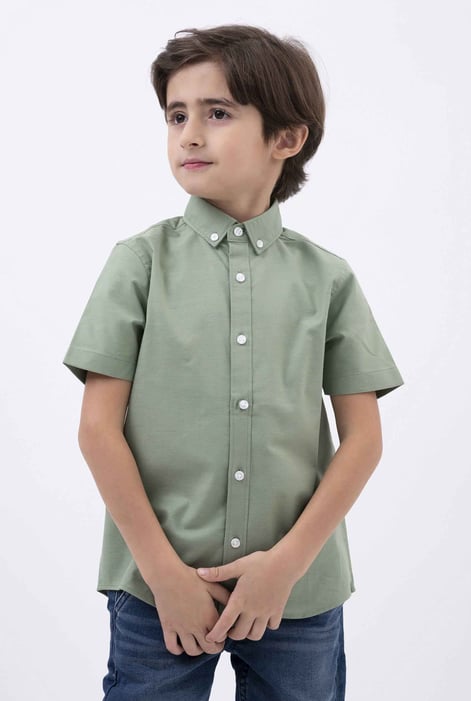 Boys Orange SS Stretch Oxford Shirt (3-14yrs)