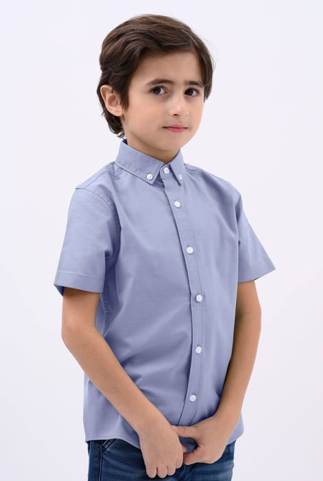 Boys Orange SS Stretch Oxford Shirt (3-14yrs)