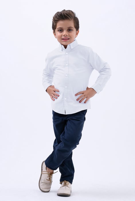 Boys Pink LS Stretch Oxford Shirt (3-14yrs)