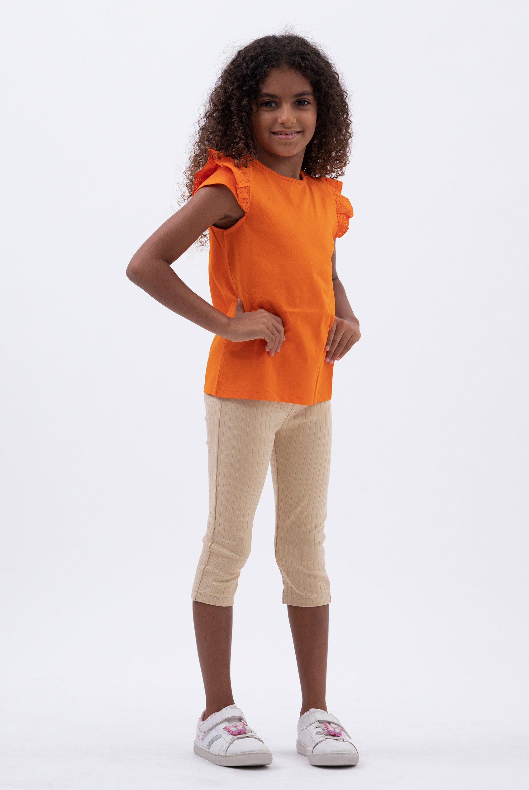 Enorsia Girls Cream Textured Rib Crop Leggings - Uk 12/18 Mths