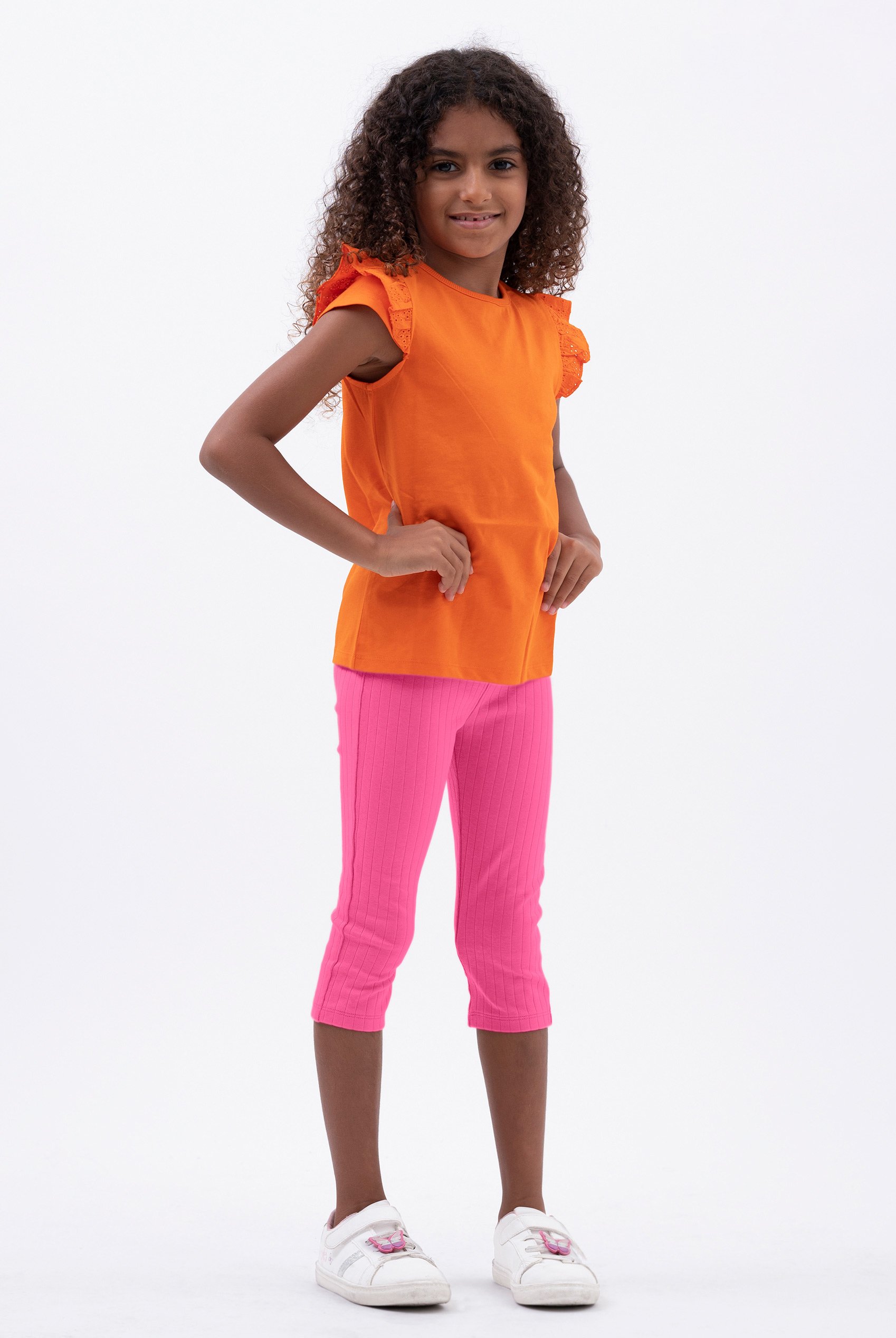 Enorsia Girls Pink Textured Rib Crop Leggings - Uk 12/18 Mths