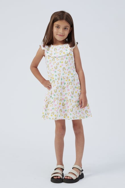 Girls Ruffle Neck Jersey Dress