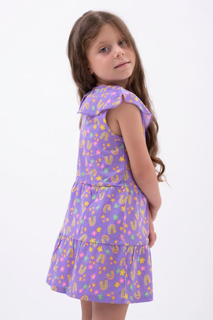 Girls Ruffle Neck Jersey Dress