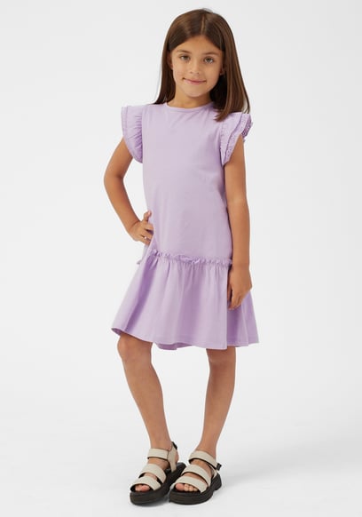 Girls Ruffle Sleeve Jersey Dress
