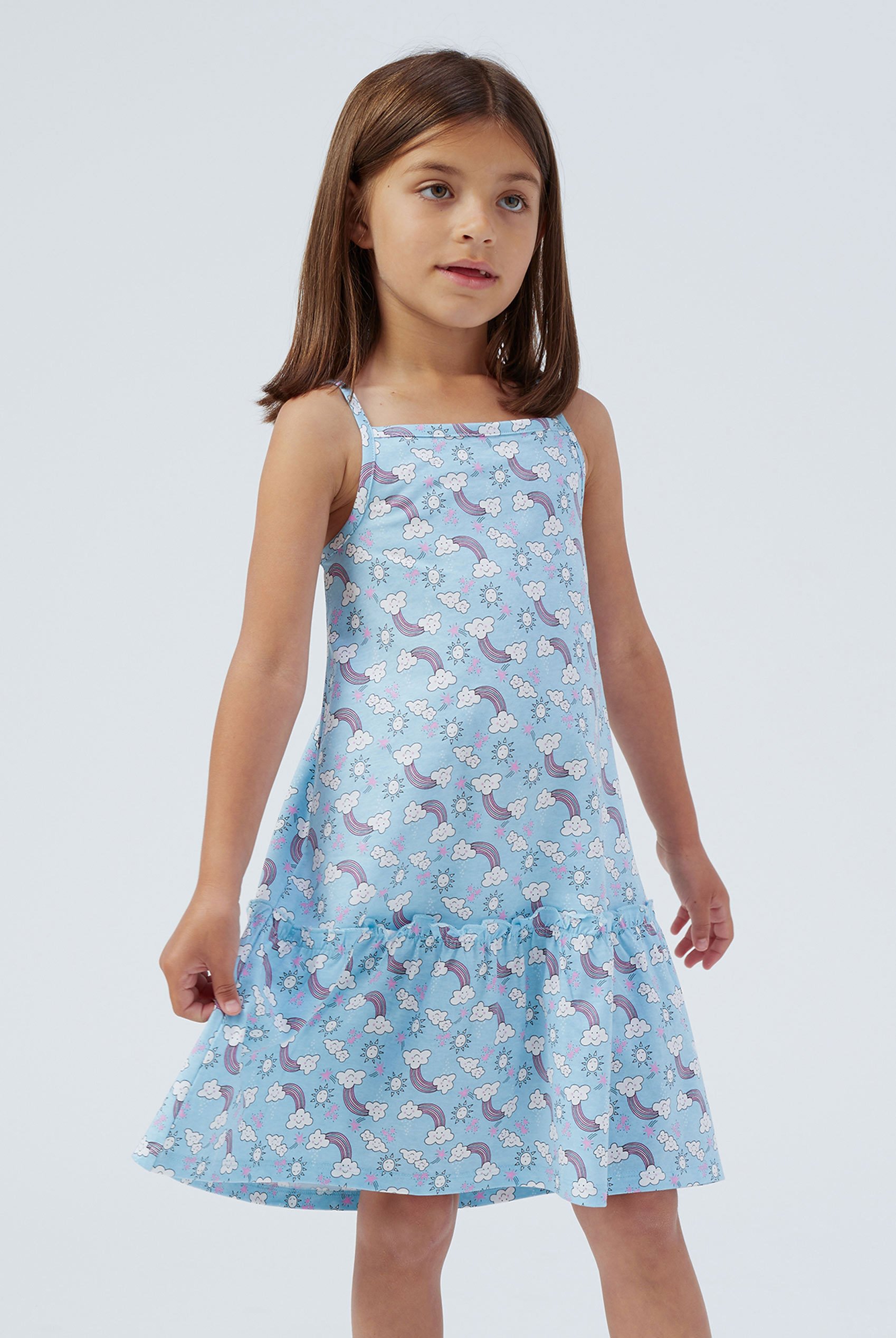Enorsia Girls Blue Sleeveless Tiered Jersey Dress - Uk 12/18 Mths