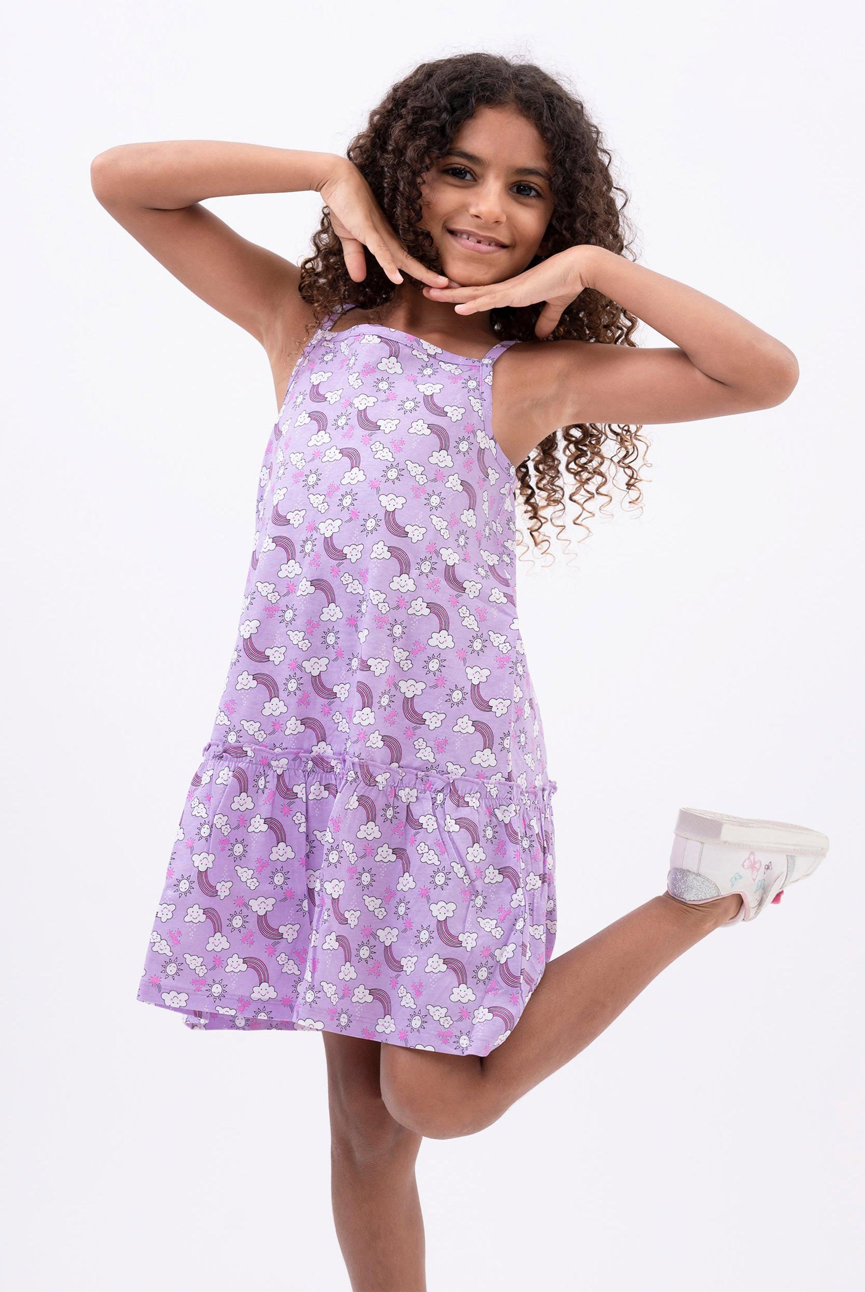 Enorsia Girls Purple Sleeveless Tiered Jersey Dress - Uk 12/18 Mths