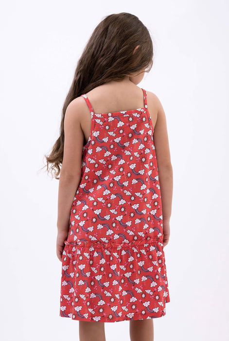 Girls Red Sleeveless Tiered Jersey Dress