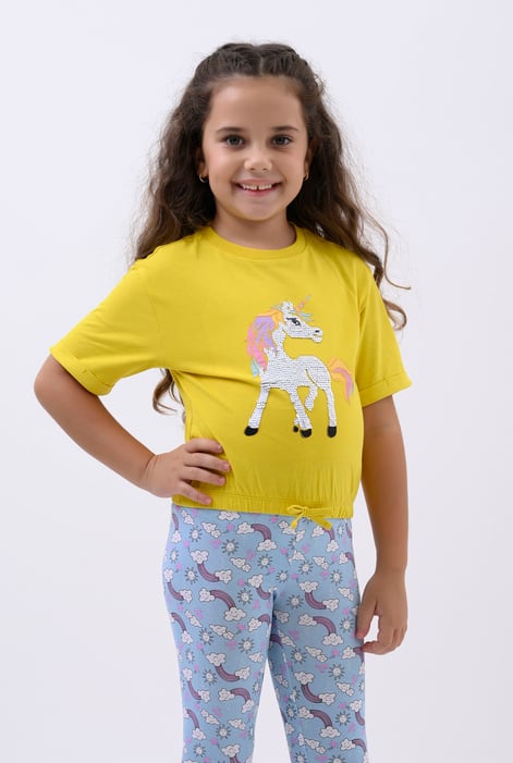 Girls Purple Reversible Sequin Unicorn T-Shirt (12/18mths-6/7yrs)