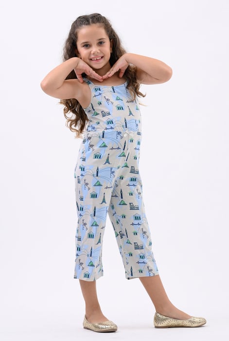Girls Purple City Print Jumpsuit (12/18mths - 6/7yrs)