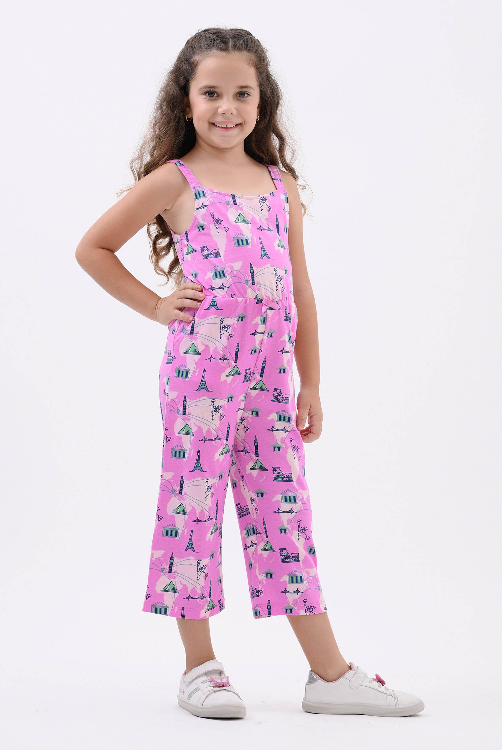 Enorsia Girls Purple City Print Jumpsuit (12/18Mths - 6/7Yrs) - Uk 12/18 Mths