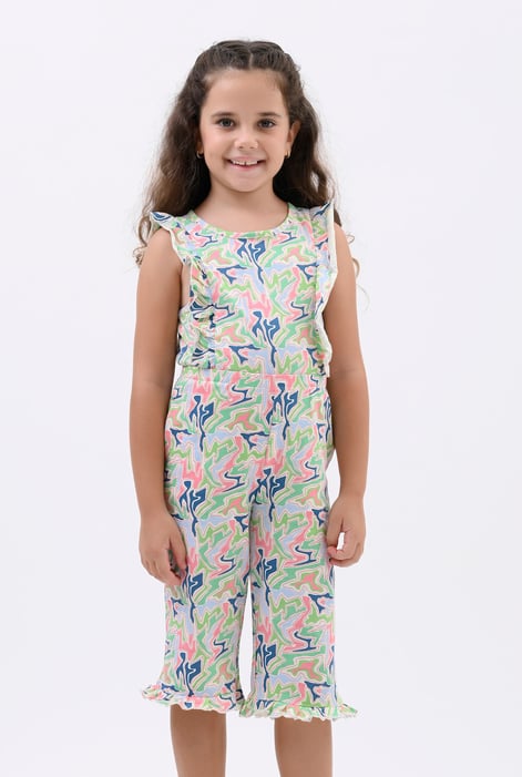 Girls Pink Rainbow Fluid Print Jumpsuit (12/18mths-6/7yrs)