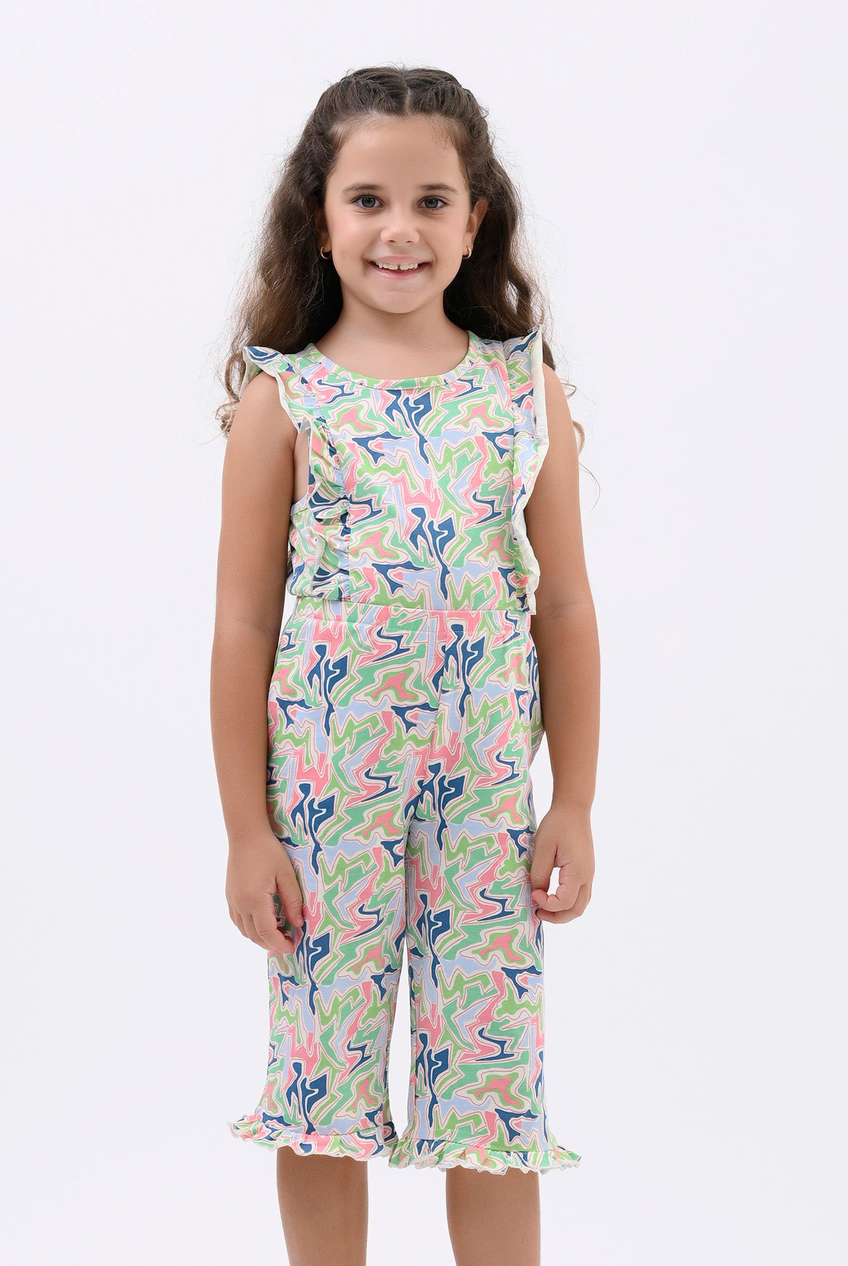 Enorsia Girls Green Rainbow Fluid Print Jumpsuit (12/18Mths-6/7Yrs) - Uk 12/18 Mths