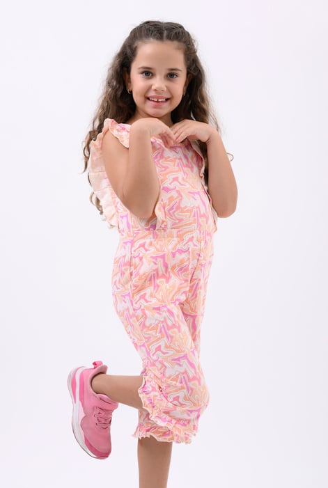 Girls Pink Rainbow Fluid Print Jumpsuit (12/18mths-6/7yrs)
