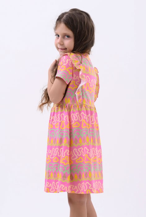 Girls Pink Rainbow Print Dress (12/18mths - 6/7yrs)