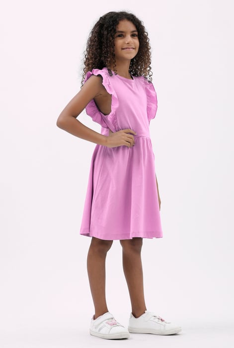 Girls Cream Ruffle Sleeve Dress (12/18mths - 6/7yrs)