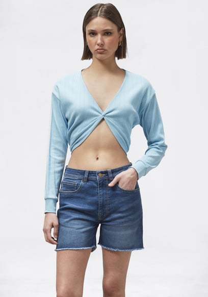 Raw Hem Skinny Denim Shorts
