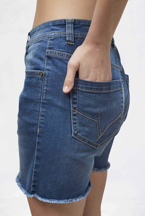 Deep Blue Raw Hem Skinny Denim Shorts