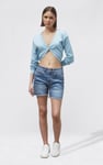 Raw Hem Skinny Denim Shorts