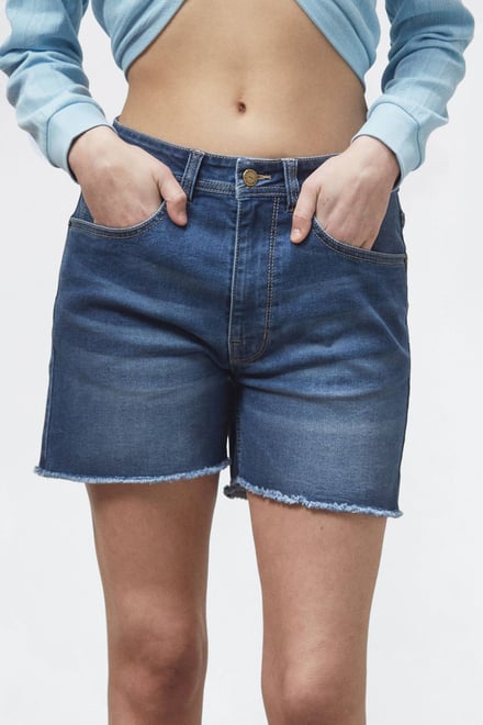 Raw Hem Skinny Denim Shorts