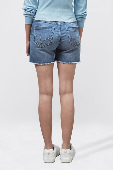 Raw Hem Skinny Denim Shorts