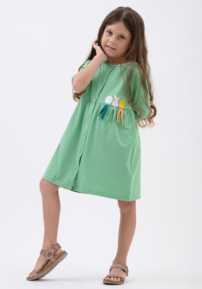 Girls Little Rabbit Puff Sleeve Dress  (12/18mths-6/7yrs)