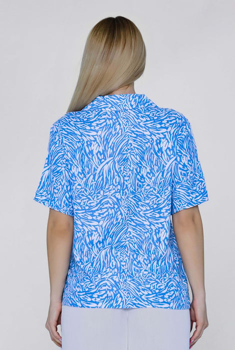 Blue Animal Print Relaxed Shirt
