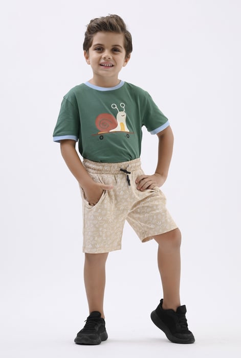 Boys Cream Printed Jersey Shorts (12/18mths-7yrs)