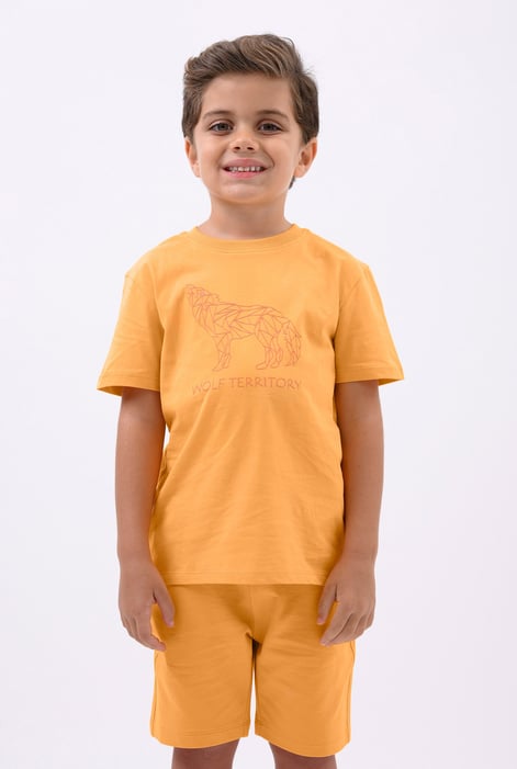 Boys Yellow Wolf Print T-shirt & Shorts Set (3yrs-9yrs)