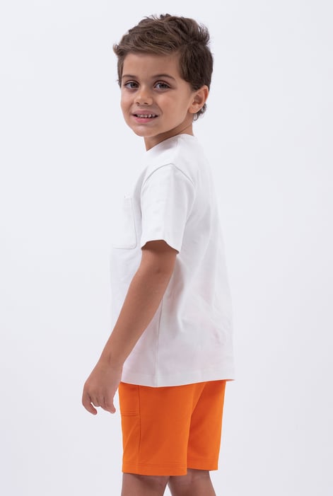 Boy's White Basic T-Shirt With Pocket