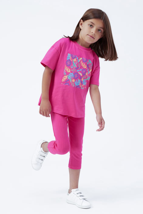 Girls Purple Oversized Printed T-Shirt