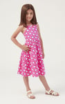 Girls Printed Tiered Strappy Jersey Dress