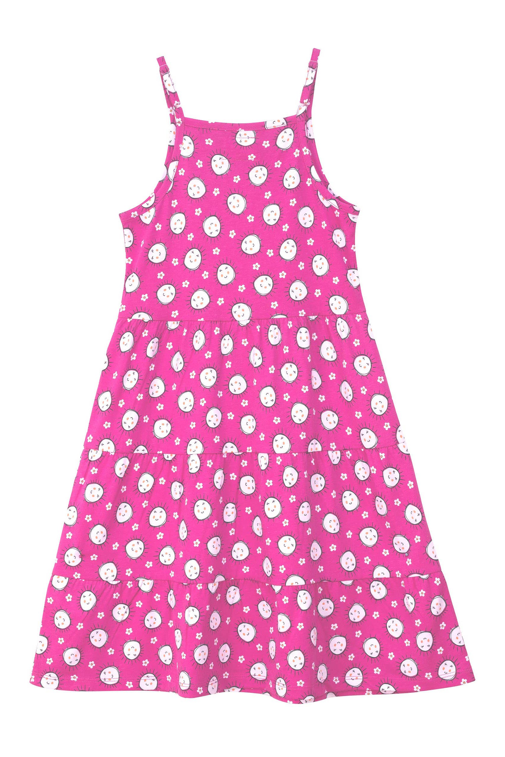 Girls Printed Tiered Strappy Jersey Dress