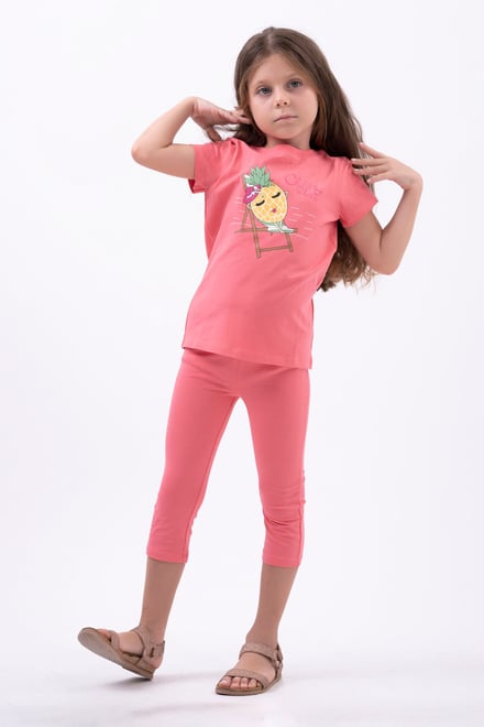 Chill Pineapple Print T-Shirt & Cropped Legging Set
